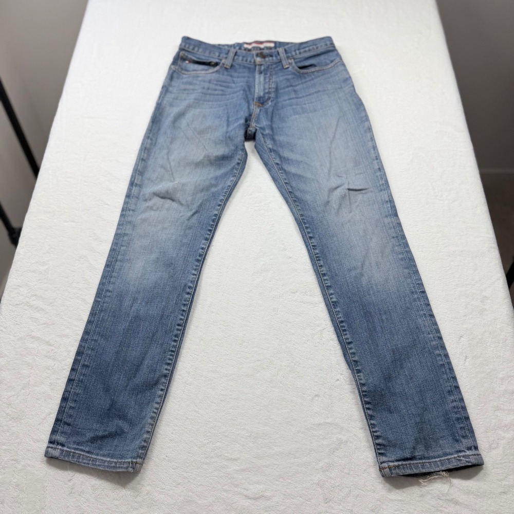 Tommy Hilfiger Slim Fit Jeans Mens 30x30 Light Blue Distressed C8378A7823 Denim